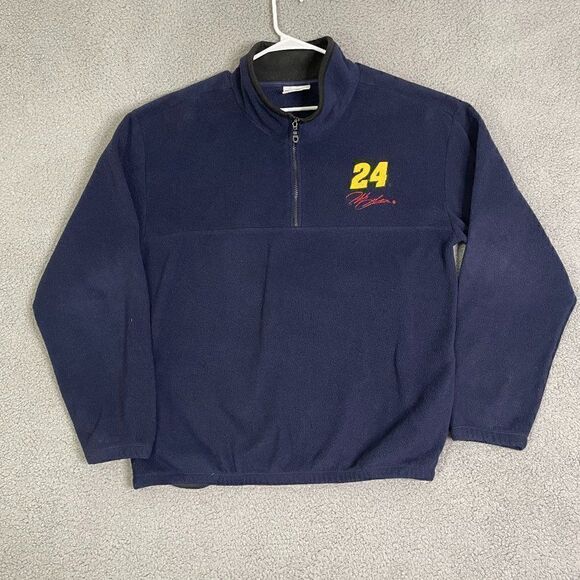 Jeff Gordon Sweater Mens L Navy Chase Authentics Fleece 1/4 Zip Pullover - Picture 1 of 10